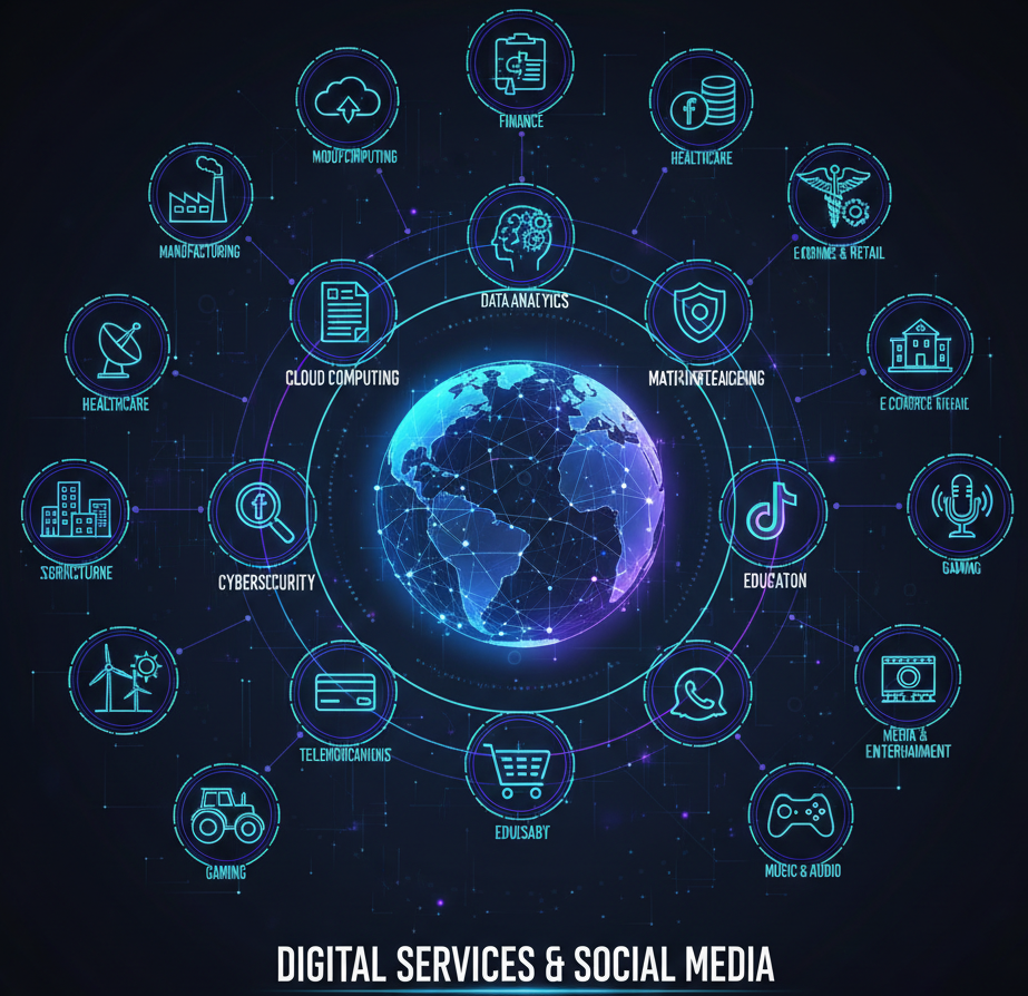 Digital Services and Social Media Icons